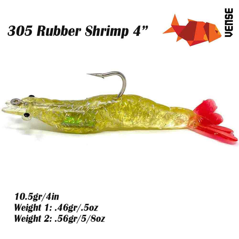  VENSE Premium Pre-Rigged Rubber Shrimp 305 4 Soft