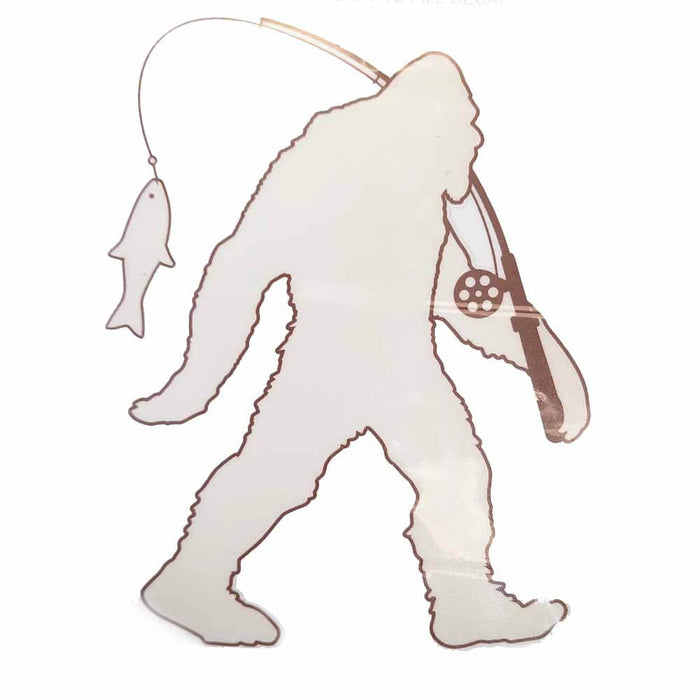 Bigfoot Carrying Fishing Pole Decal