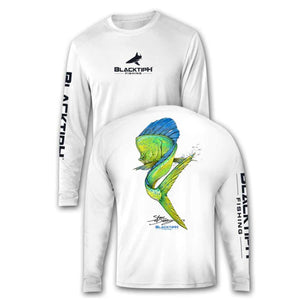 Blacktiph Mahi Mahi Featuring Steve Diossy Art White L/S Performance Shirt