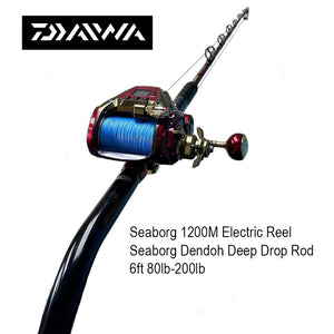 Daiwa Seaborg G 1200 Electric Reel 6' 2pc Deep Drop Rod Combo with Braid