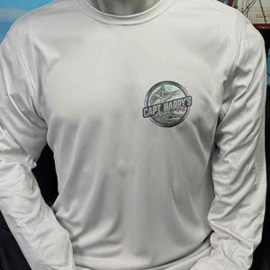 Capt Harry's Silver Grounded Marlin L/S Performance Shirt