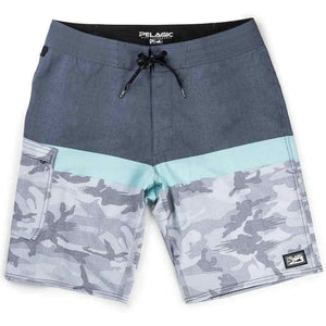 Pelagic Light Grey Fish Camo Stacked Blue Water Short