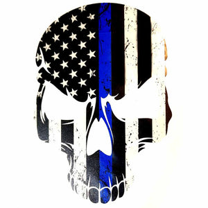 Skull Blue Line Decal