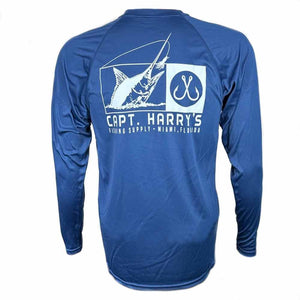 Capt. Harry's Navy Double Hook L/S UPF50 Performance Shirt