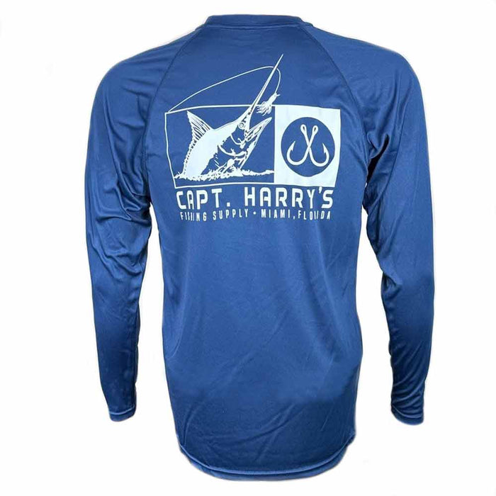 Capt. Harry's Navy Double Hook L/S UPF50 Performance Shirt