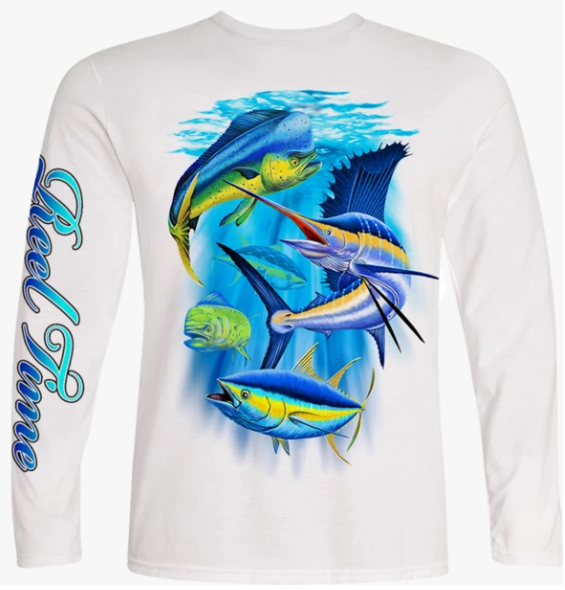 Youth L/S Fishing Sailfish Mahi Tuna Performance Shirt UPF50