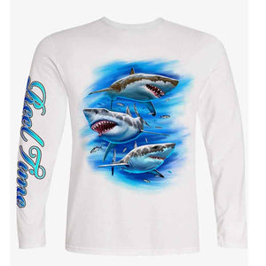 Youth L/S Three Sharks Performance Shirt UPF50