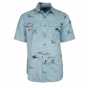 Hook & Tackle Marine Charts Sky Blue Button Down Shirt – Capt. Harry's  Fishing Supply