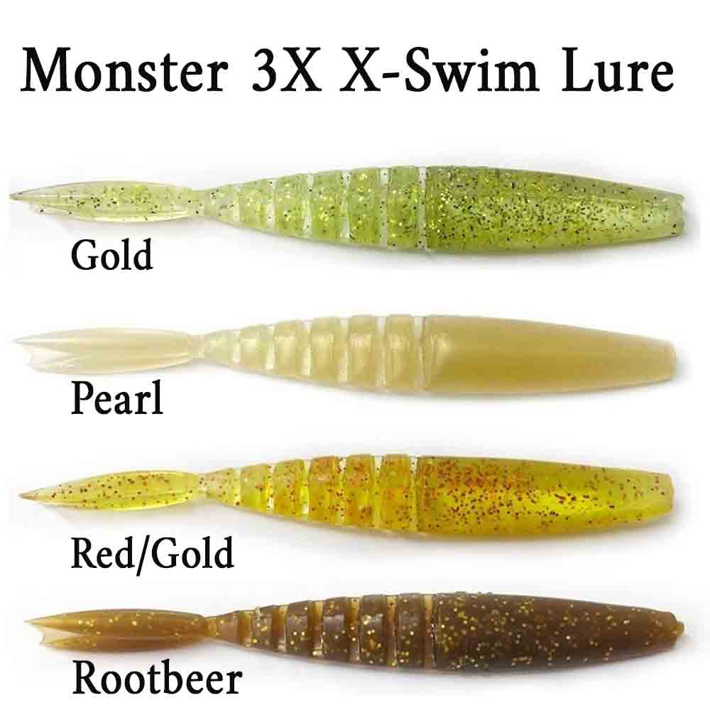 Monster 3X X-Swim 4 3/4In 5Pk Swim Bait Lure - Capt. Harry's Fishing Supply