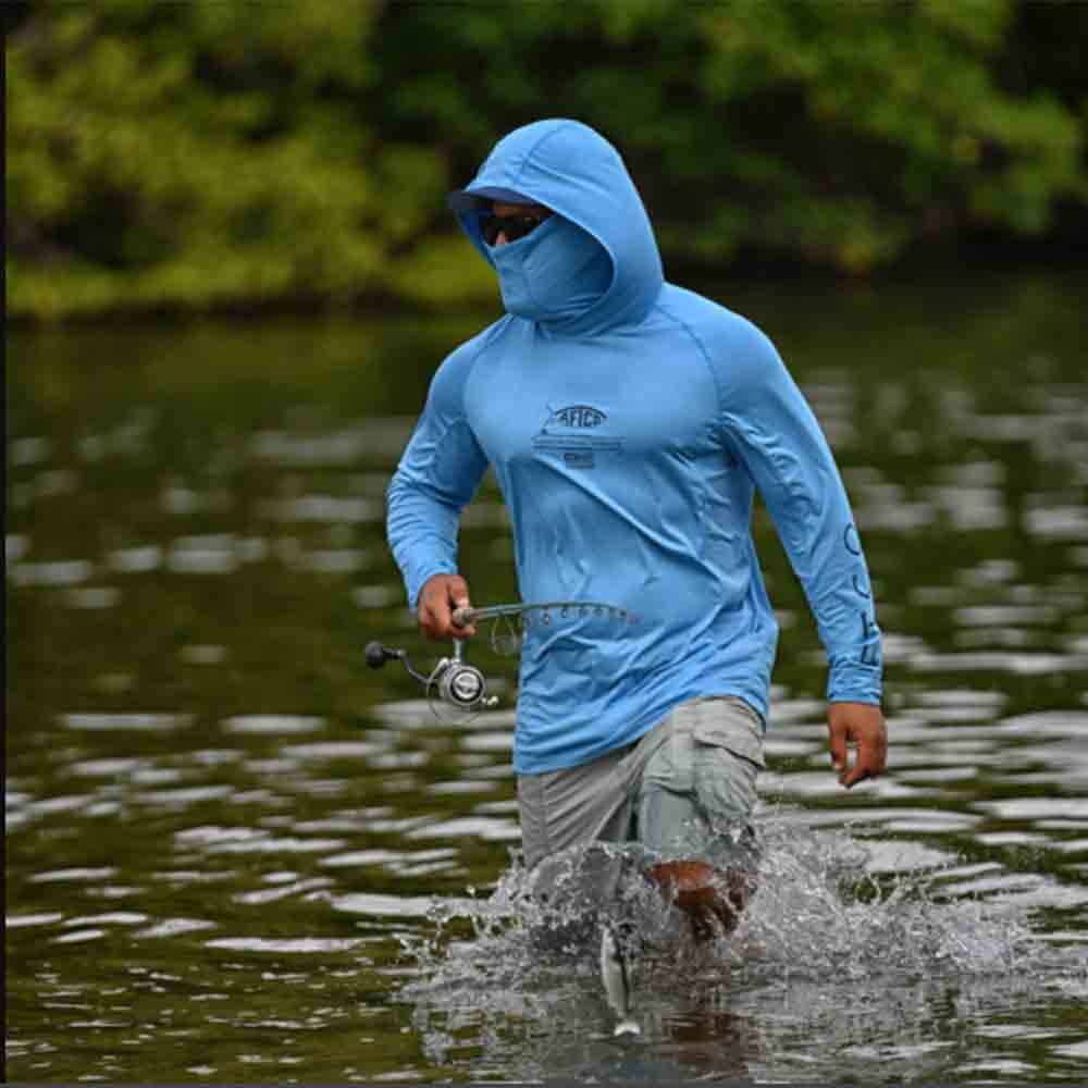 Mens Hooded Fishing Shirt Men's Cooling Fishing Hoody LS Fishing