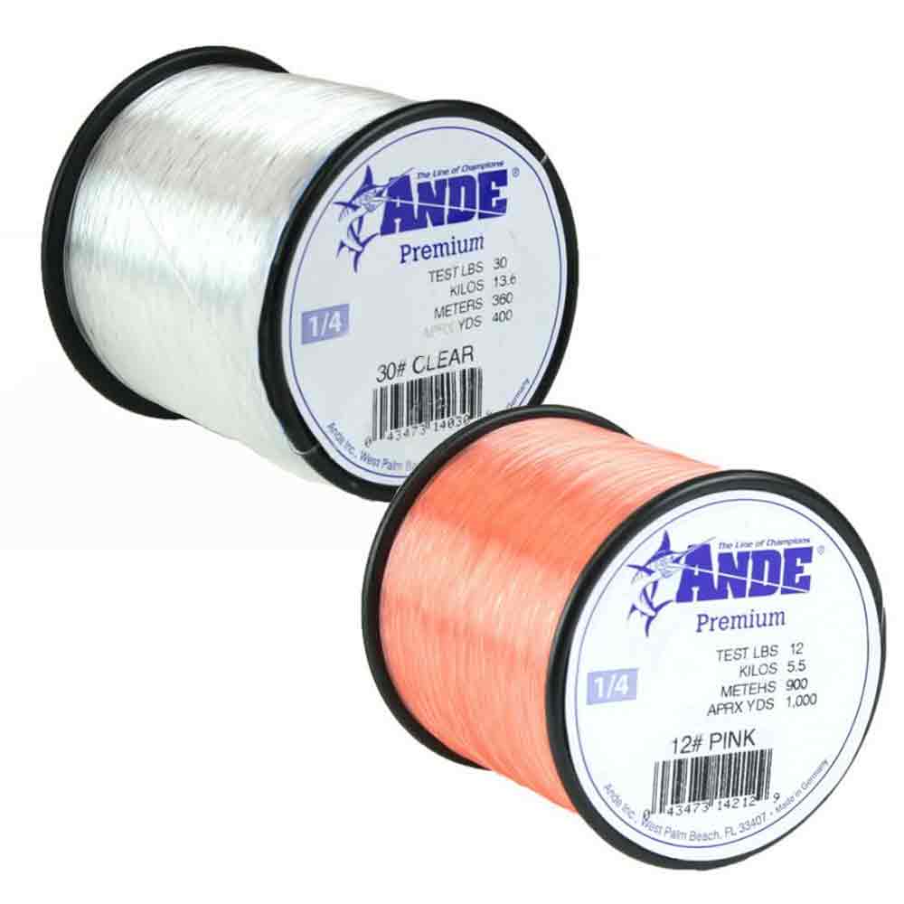 ANDE Premium Pink Monofilament Fishing Line 1/4 LB Spool 20 LB Test 600  Yards for sale online