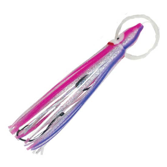 UV spreader bar rigged with UV/pink glow octosquid leaderwith scent tube  and blue water activated light